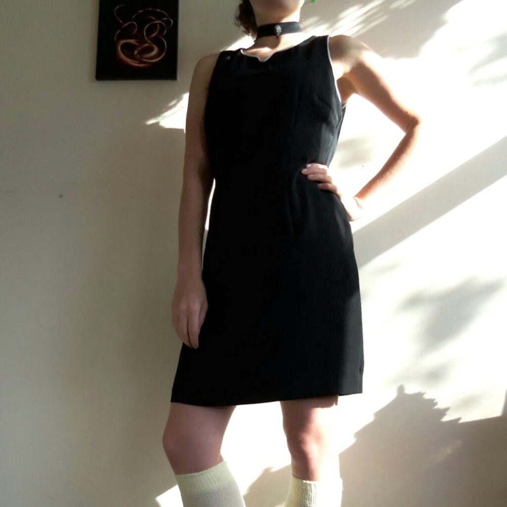 90s CDC Petites Vintage Black Sheath Dress 8P